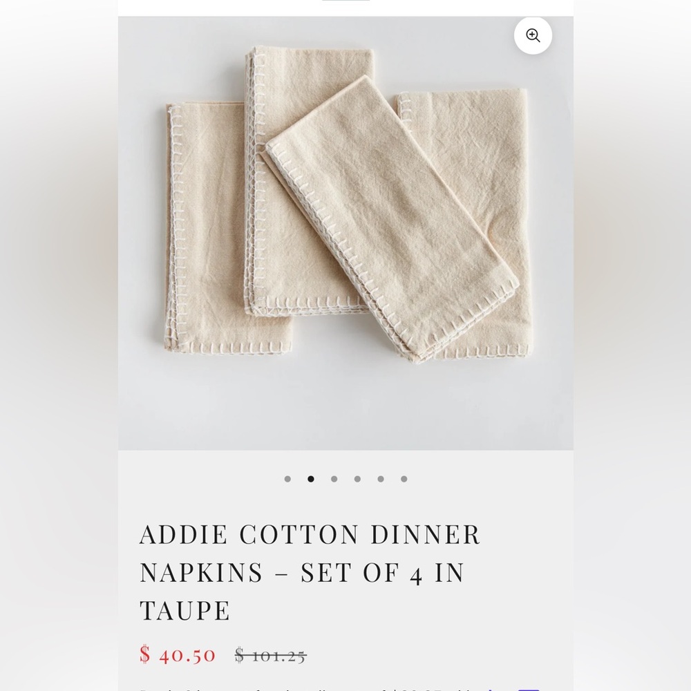 Napa Home & Garden “Addie” Napkins - Set of 4.  NWT!